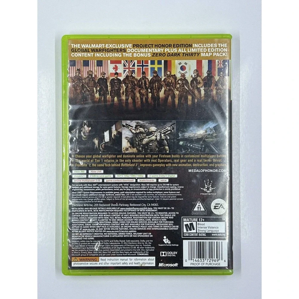 Xbox 360 Medal of Honor: Warfighter Project Honor Edition Microsoft Tested